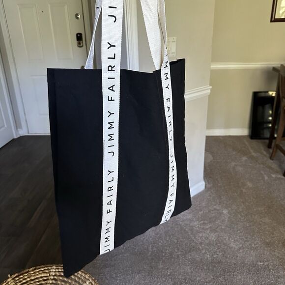 Jimmy Fairly Tote Bag Black & Cream Cotton Carry All Shopper - Picture 3 of 11